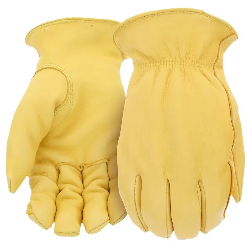 Boss Arctik B98401-L Work Gloves, Men's, L, Keystone Thumb, Elastic Wrist, Slip-On Cuff, Deerskin Leather, Taupe