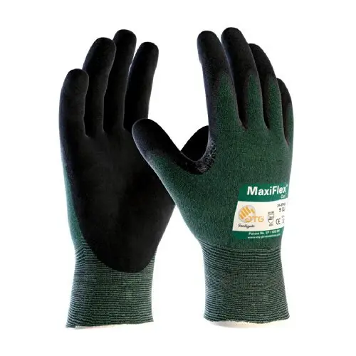 MaxiFlex 34-8743 Cut Resistant Nitrile Coated Work Gloves Green Knit Shell and Premier Nitrile Glove