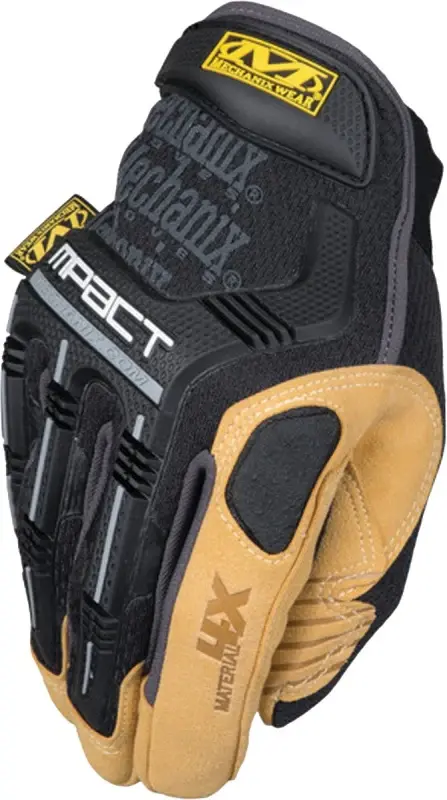 Mechanix Wear Material4X M-Pact Series MP4X-75-009 Work Gloves, Men's, M, 9 L, Hook-and-Loop Cuff, Black/Brown