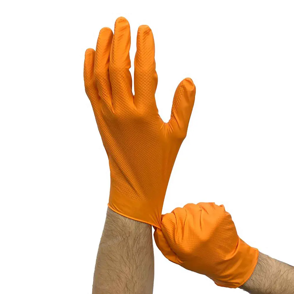 Orange Textured Nitrile Disposable Glove 6 Mil, X-Large (100 Units)