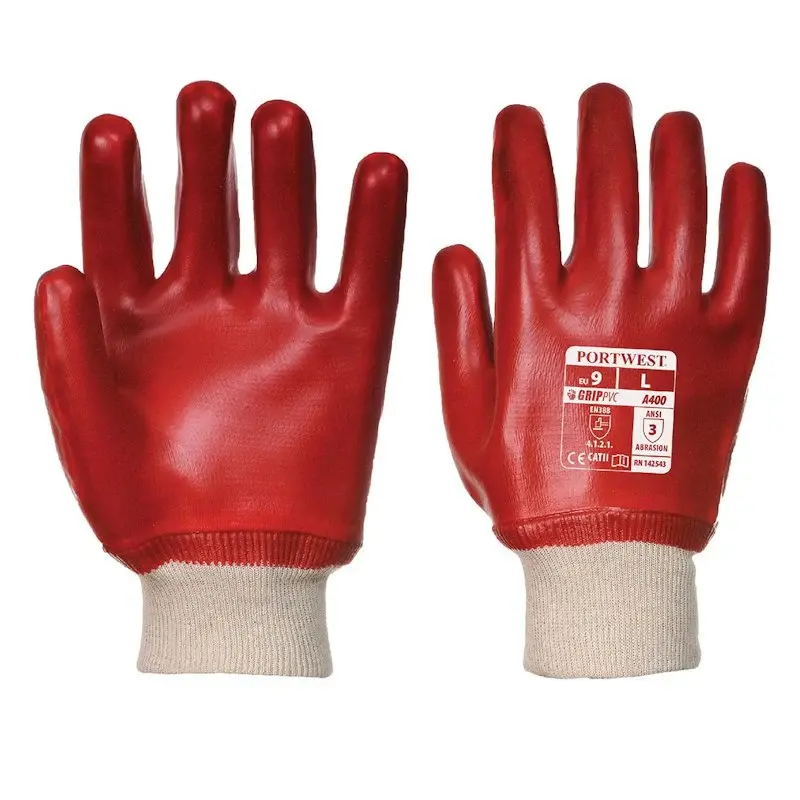 Portwest PVC Knitwrist Drain Cleaners Gloves (Pack 12 Pairs)
