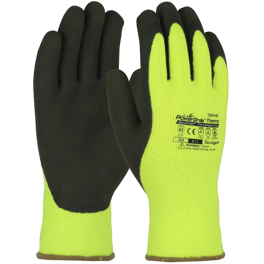 PowerGrab™ Thermo Hi-Vis Seamless Knit Acrylic Terry Glove Rubberized MicroFinish Grip on Palm & Fingers