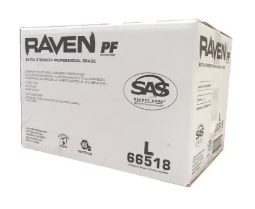 Raven SAS Safety 66518 6 mil Charcoal Nitrile Disposable Gloves 7 Mil - Large - 10 Pack(10 boxes 100 each)