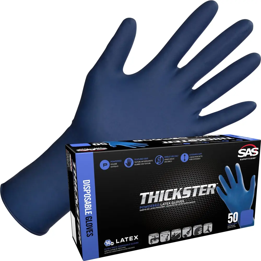 SAS Safety Thickster Large Grainy Exam Grade Latex Gloves