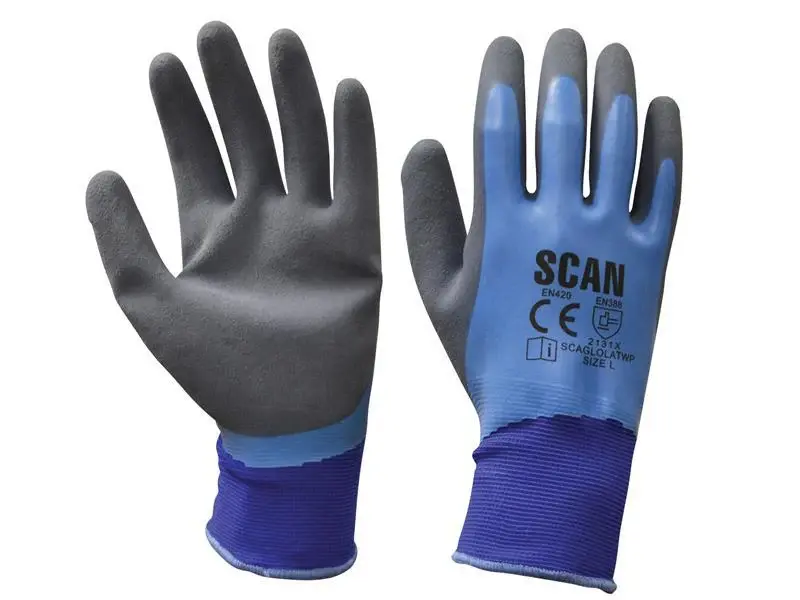 Scan Waterproof Rubberized Gloves - Large (Size 9)