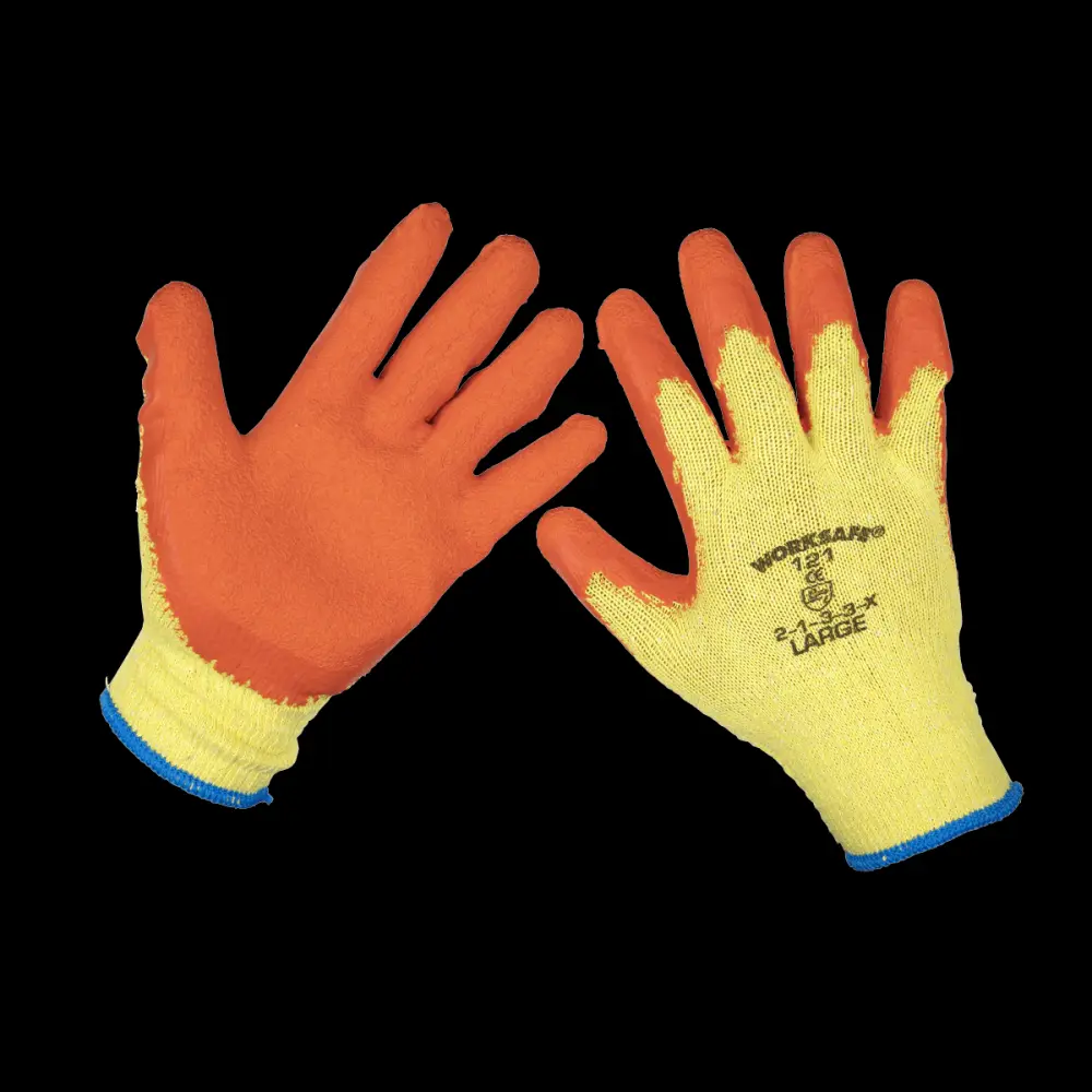 Sealey TSP121L/6 Super Grip Knitted Gloves Latex Palm roomy - Pack 6 Pairs