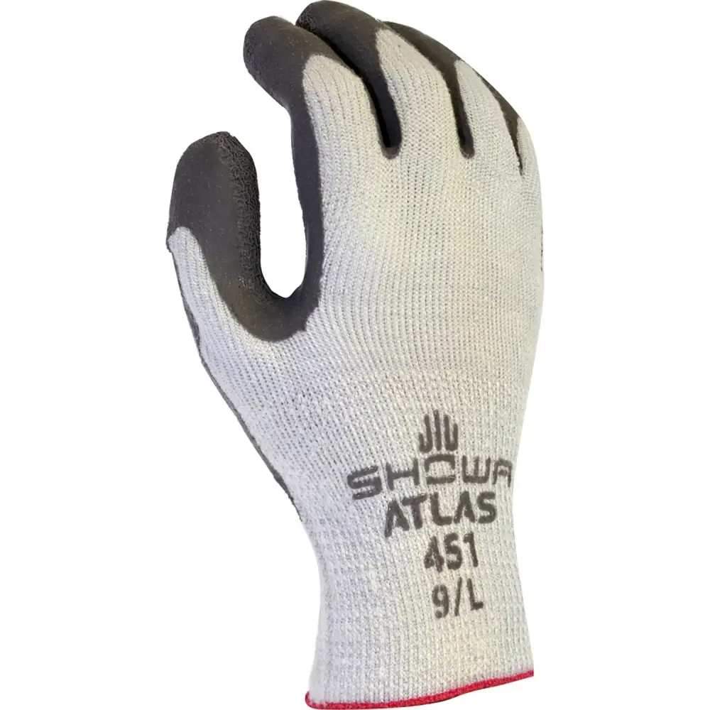 Showa Best Atlas 451 Thermal-Fit Knit Gloves Rubber Coating, Pewter, 12-Pack