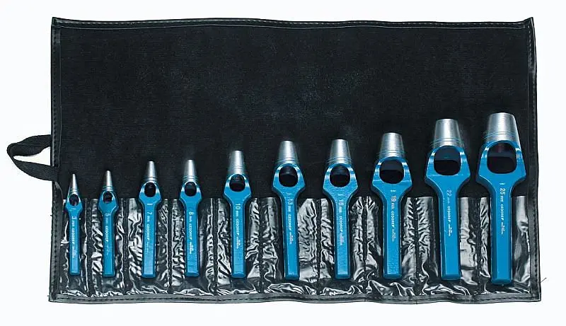 GEDORE Arc punch set, 8-piece set, Ø 3 - 25 mm, Rubber leather ginquireets fabric, Round, Punch, 57304, 1549510