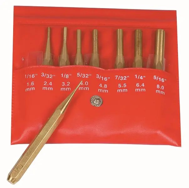 Mitutoyo Glow Punch, Drive Pin, Set, 4 , Brass, 8 pieces, 985-120