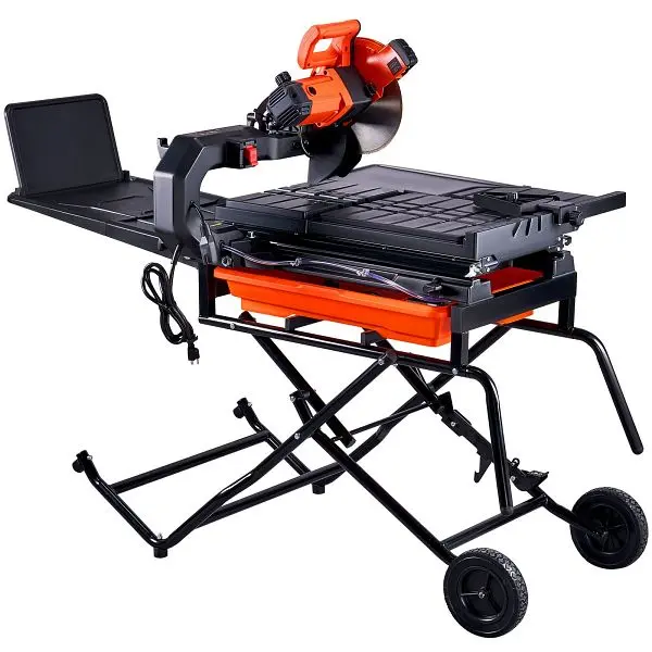 VEVOR Bright Wet Tile Saw Stand, 10-inch 65Mn Steel Blade, GYKC1036X3624T4ZEV1