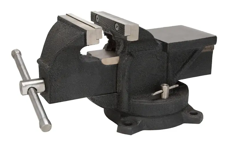 Vulcan JL25013 Bench Vise, 6 Jaw Opening, 1/2 W Jaw, 3 D Throat, Cast Iron Hardened, Serrated Jaw