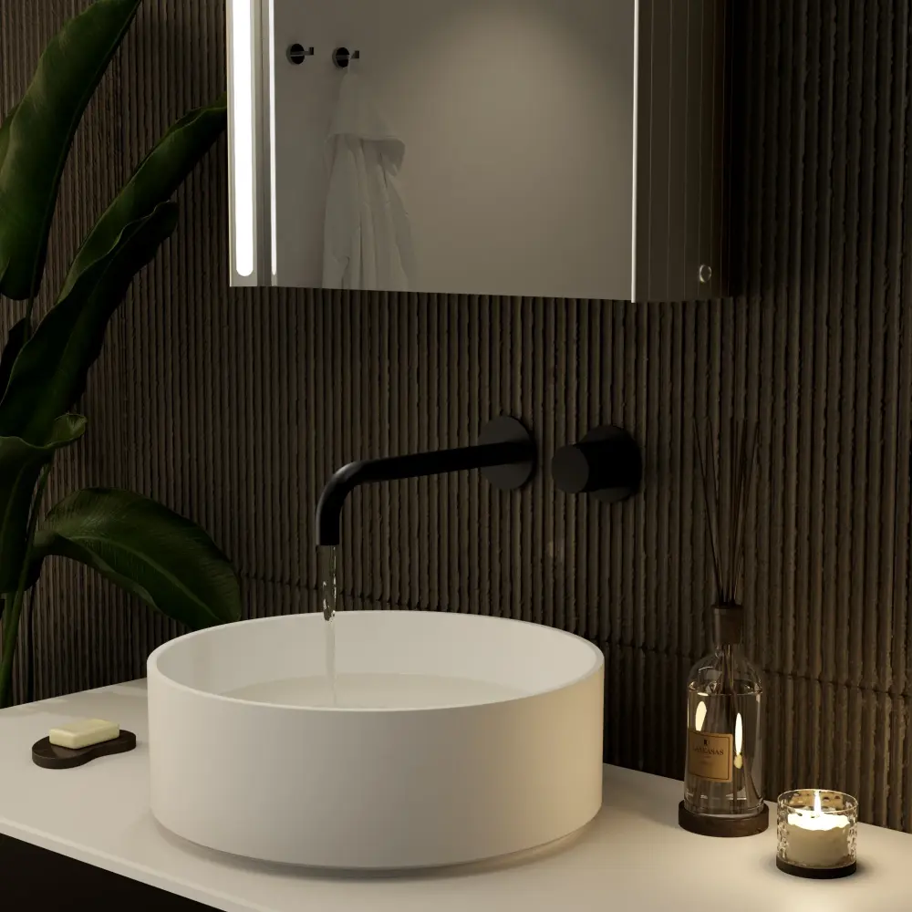 Luxe Progressive Wall Mounted Basin Mixer - Matt Onyx