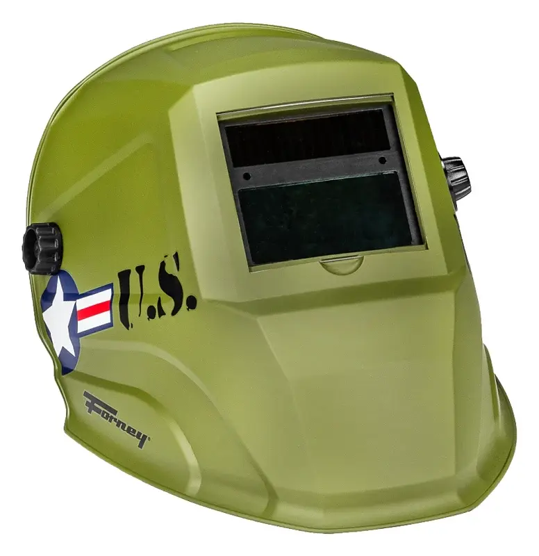 Forney Valor Series 55861 ADF Welding Helmet, Double Crown Strap Headgear, UV/IR Lens, 3.62 x 1.65 Viewing, Olive