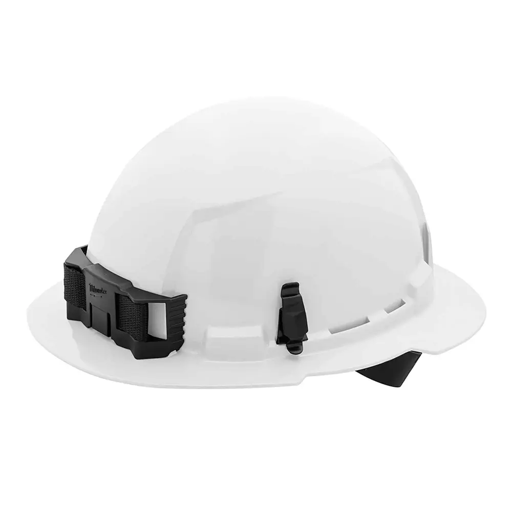Full Brim Hard Hat 4-Point Ratchet Suspension, White