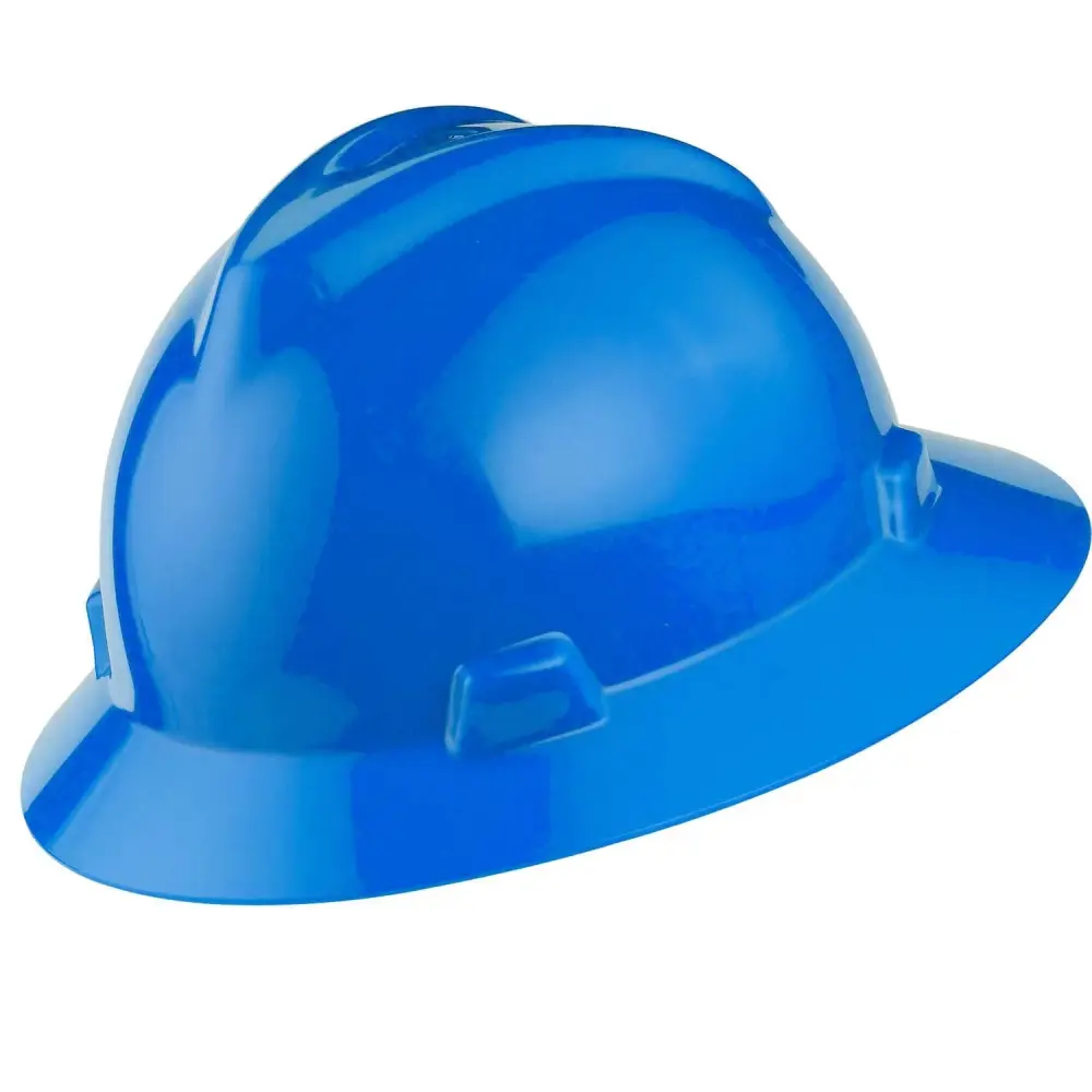 MSA 475368 V-Gard Full-Brim Hard Hats, Ratchet Suspension, Size 6 1/2-8, Cobalt