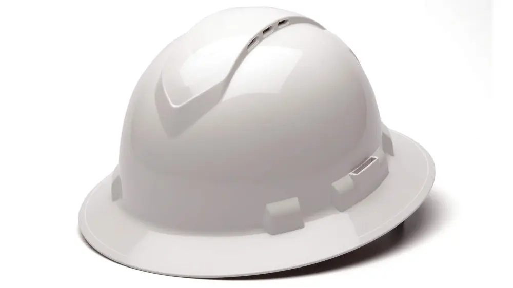 PYRAMEX Ridgeline Full Brim Sturdy Hat, Vented, 4-Point Ratchet Suspension, White