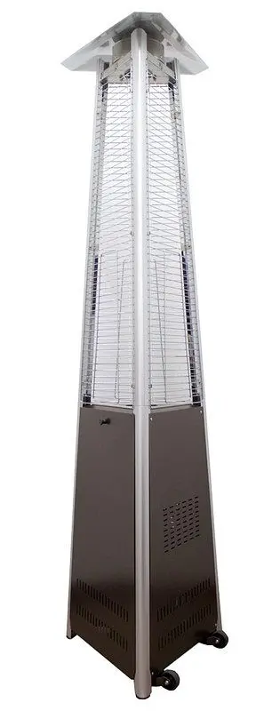 AZ Patio Heaters Commerical Raw Gas Framing Hammered Bronze Glass Tube Heater, NG-GT-BRZ