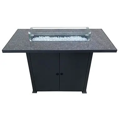 AZ Patio Heaters Rectangluar Bar Height Marble Top Fire Pit Wind Screen, AFP-BAR-MAR
