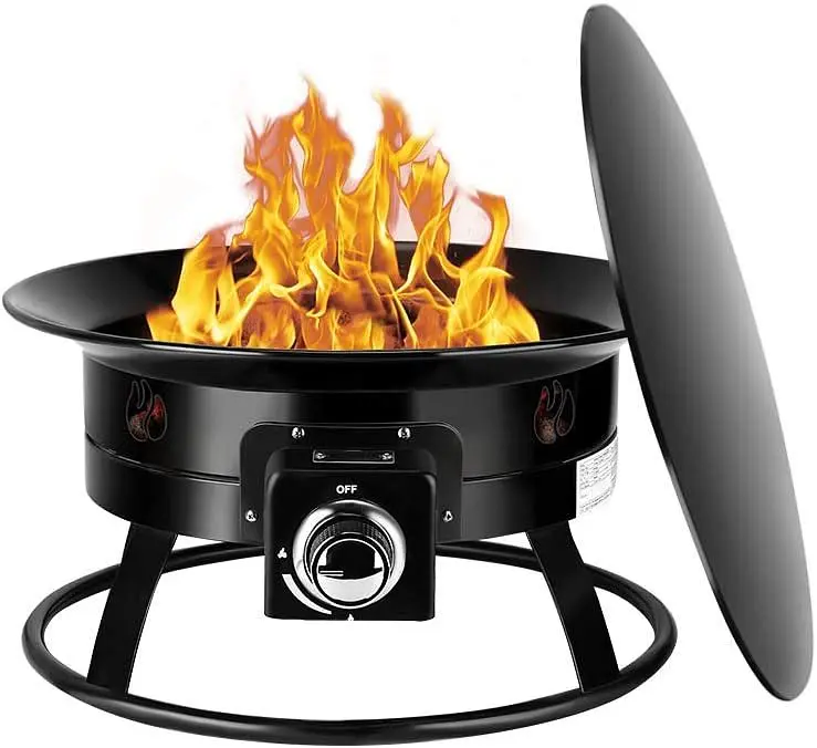 Camplux Firebowl 19" Outdoor Travel-friendly Propane Gas Fire Pit, Manual Ignition, FP19ML