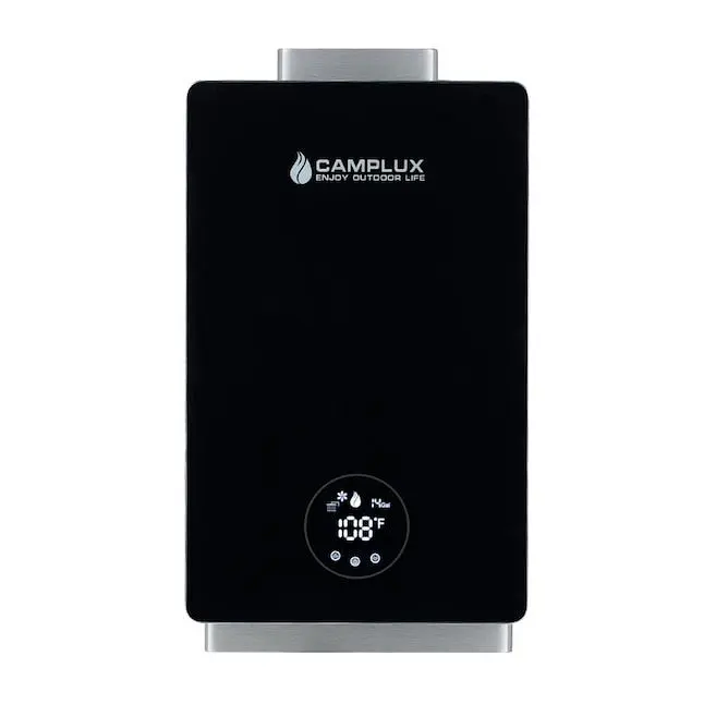 Camplux Flexible 12L Natural Gas High Threaded Capacity Indoor Tankless Water Heater, 3.18 GPM, Black, CA318NG