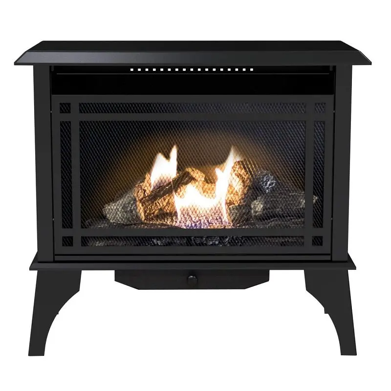 Ease Tool-Free Glow Dual Fuel Vent-Free Gas Stove, 30,000 BTU, Natural Gas/Propane (LP), Steel, Black, GSD2846 Comfort Glow