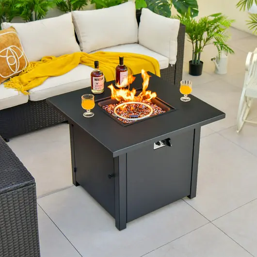 Costway 50 000 BTU 32 Inch Square Propane Gas Fire Pit Table, NP10882