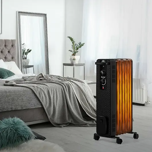 Costway 1500 W Oil-Filled Heater Travel-friendly Radiator Space Heater Adjustable Thermostat, Carbon Black, EP24918US-BK