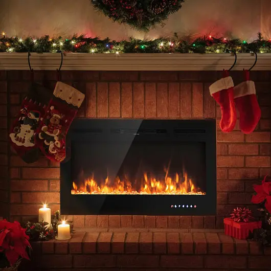 Costway 40-Inch Electric Fireplace Recessed Thermostat, EP24726US