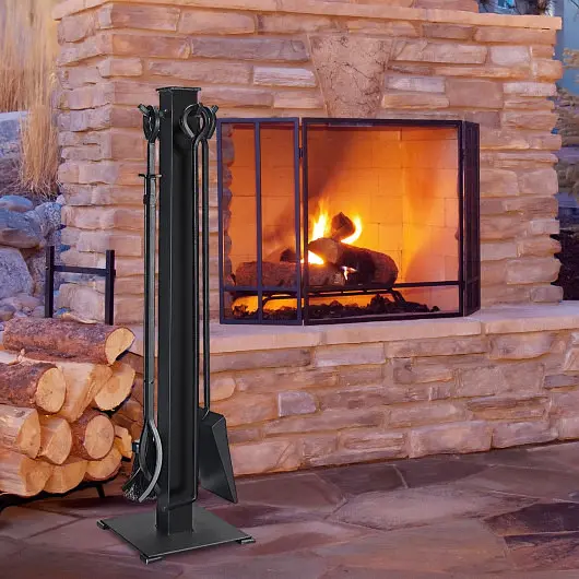 Costway Bright 5 Pieces Fireplace Iron Fire Place Tool Set, HW59377