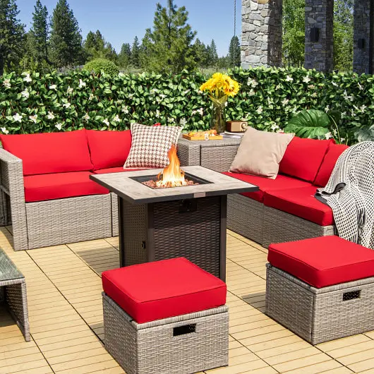 Costway Easy-Install 30 Inch Square Propane Gas Fire Pit Table Ceramic Tabletop, OP70520