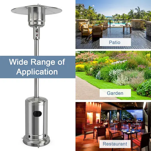 Costway Garden Propane Standing LP Gas Steel Accessories Heater, Silver, OP70859SL