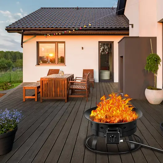 Costway Hardened 58 000BTU Firebowl Outdoor Travel-friendly Propane Gas Fire Pit Cover and Carry Kit, OP3902