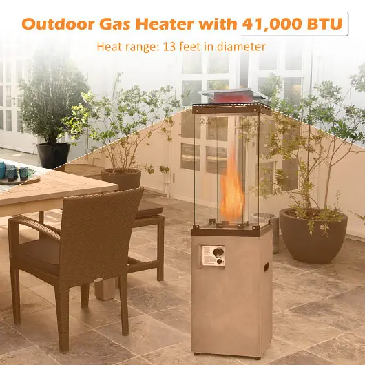 Costway Heavy 41 000 BTU Propane Patio Heater Metal Hood, Silver Gray, NP11219US-GR