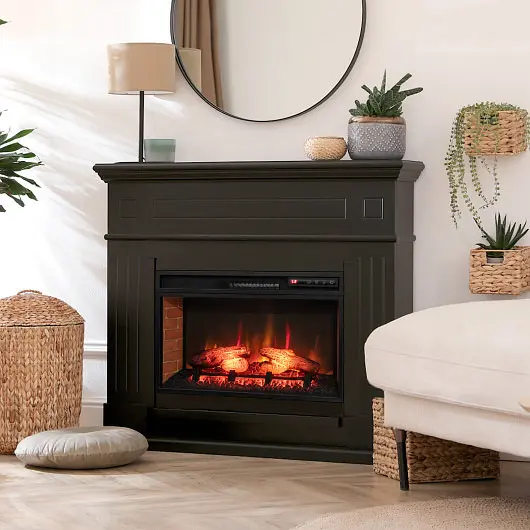 Costway 26 Inch Infrared Electric Fireplace Insert Remote Regulation, Jet Black, FP10251US-BK