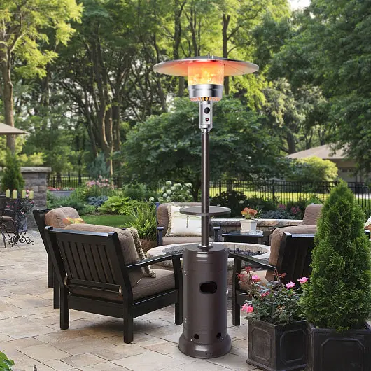 Costway Outdoor Heater Propane Standing LP Gas Steel Table & Wheels, Brown, HW61848CP