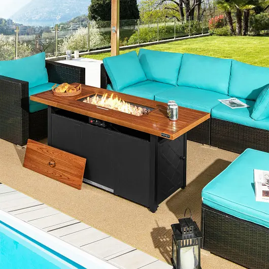 Costway Specialty 57 Inch 50 000 BTU Rectangular Propane Outdoor Fire Pit Table, Bronze, NP10210US-CF