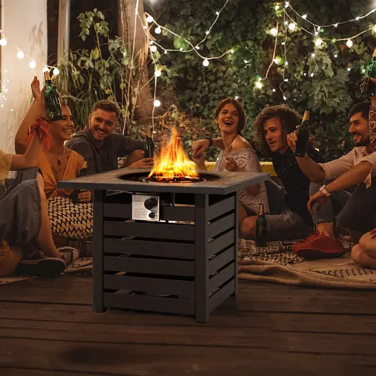 Costway Square Propane Fire Pit Table Lava Rocks and Rain Cover, NP10459
