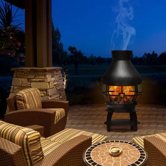 Costway Ultra-Strong Patio Wood Burning Chimneys Fireplace, OP70670