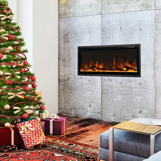 Costway Unique Electric Fireplace -Wall Recessed Remote Regulation and Adjustable Color and Brightness-42 inches, FP10530U...