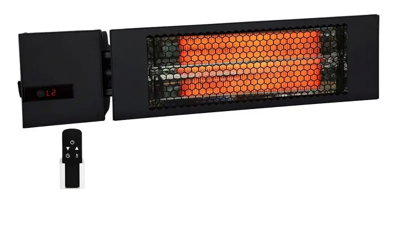 King Shielded Electric RK Radiant Heater 24" Matte Black, Carbon Lamp 240V 1500W Remote, RK2415-RMT-BLK King Electric