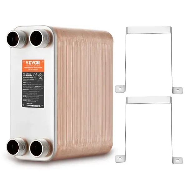 VEVOR 100 Plate Heat Exalterr 4*1-1/4" MNPT Ports 5"x 12" Brazed 316L St. Carbon Steel, QHBSHRQ51210IH0Z3V0