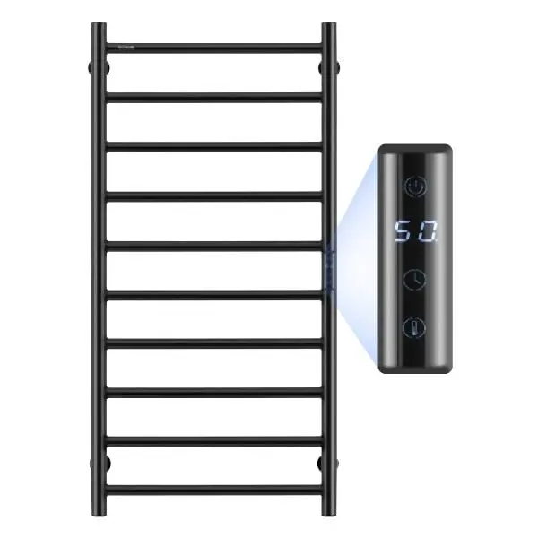 VEVOR 10-Bar Towel Warmer Rack Wall Mounted Heated Towel Rack Bathroom Jet Black, JRMJJBGS10GH1FWCBV1