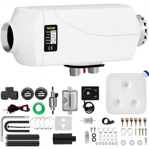 VEVOR 12V 5KW Diesel Air Heater Tank 2 x Vent Duct Thermostat Caravan Motorhome Aluminum, ZCJRQJXYQ00000001V0