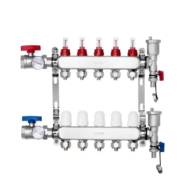 VEVOR 5-Branch Radiant Heat Manifold 1/2" PEX Tubing Floor Heating Manifold Set, DRFSQBXG5HL0QEOXDV0
