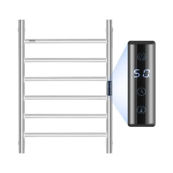 VEVOR 6-Bar Towel Warmer Rack Wall Mounted Heated Towel Rack Bathroom Silver, JRMJJBGS6GYSFLDR8V1