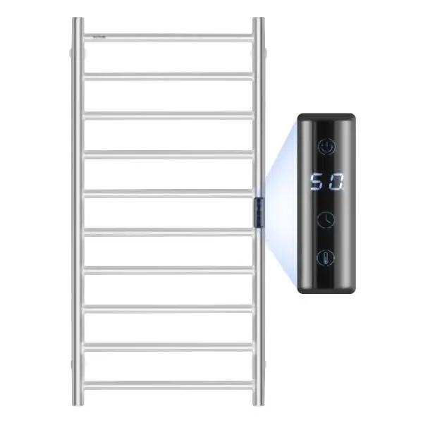VEVOR Compact 10 Bars Towel Warmer Rack Wall Mounted Heated Towel Rack Bathroom Silver, JRMJJBGS10GY347APV1