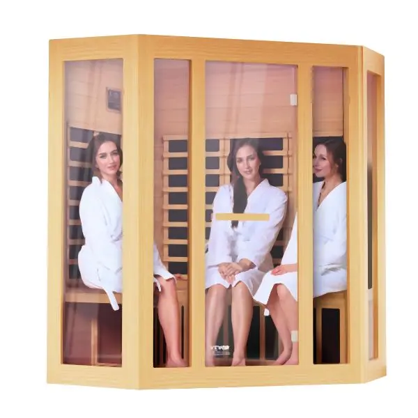 VEVOR Far Infrared Wooden Sauna Room Home Sauna Spa 3 to 4 Person 2470W, YHWMZSNF34RT4B89HV4