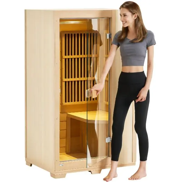 VEVOR Far Infrared Wooden Sauna, Room Home Sauna Spa One Single Person, YHWMZSNF1RTS0O3NLV1