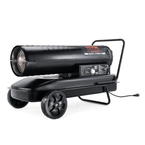 VEVOR Kerosene Forced Air Heater, 215000 BTU Travel-friendly Torpedo Round Diesel Space Heater Thermostat, GFSMYQNQ2150IKU...