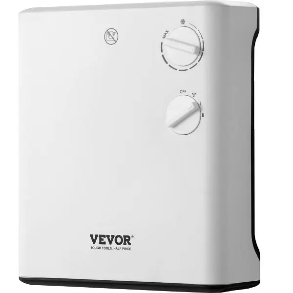 VEVOR Low-VOC Electric Wall Heater 1500W, Small Space Heaters Knob Adjustment, GQSDNFJ1500W50NQZV1